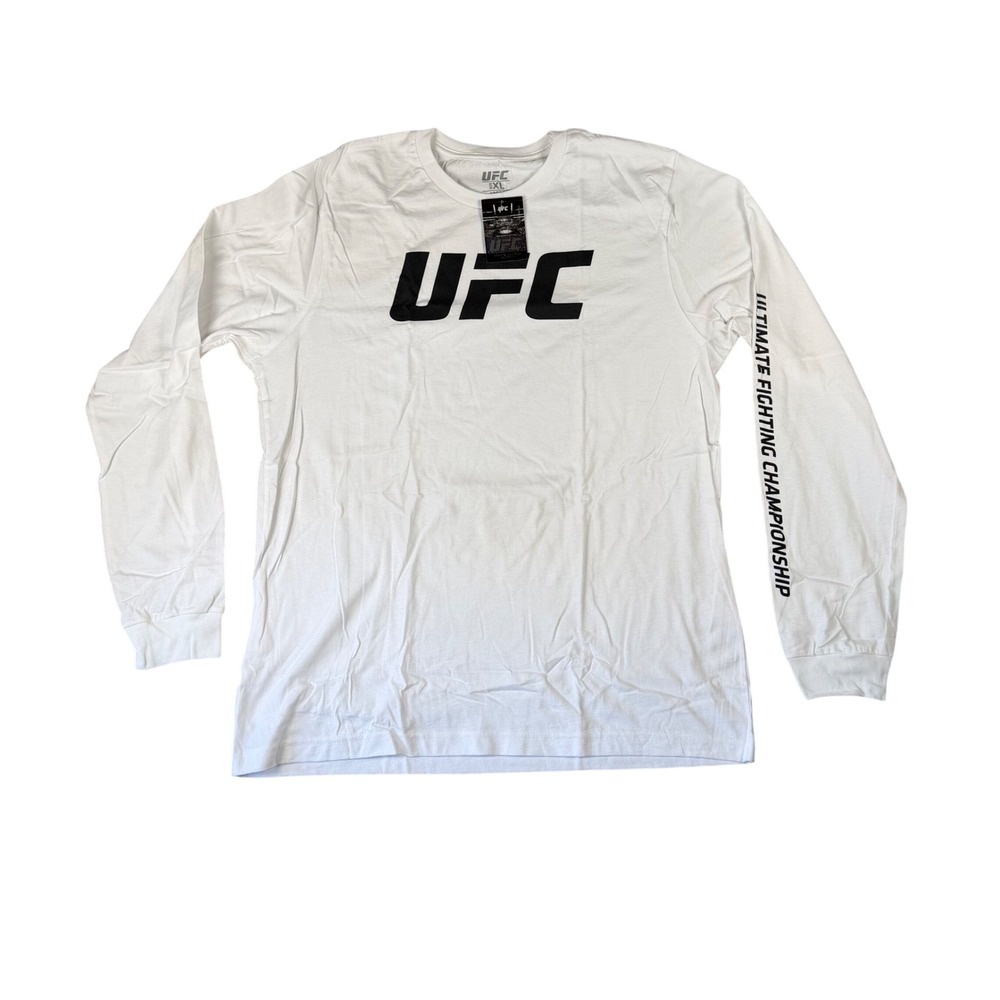 UFC Mens Long Sleeve Logo T-Shirt White XL MMA Ultimate Fighting Championship